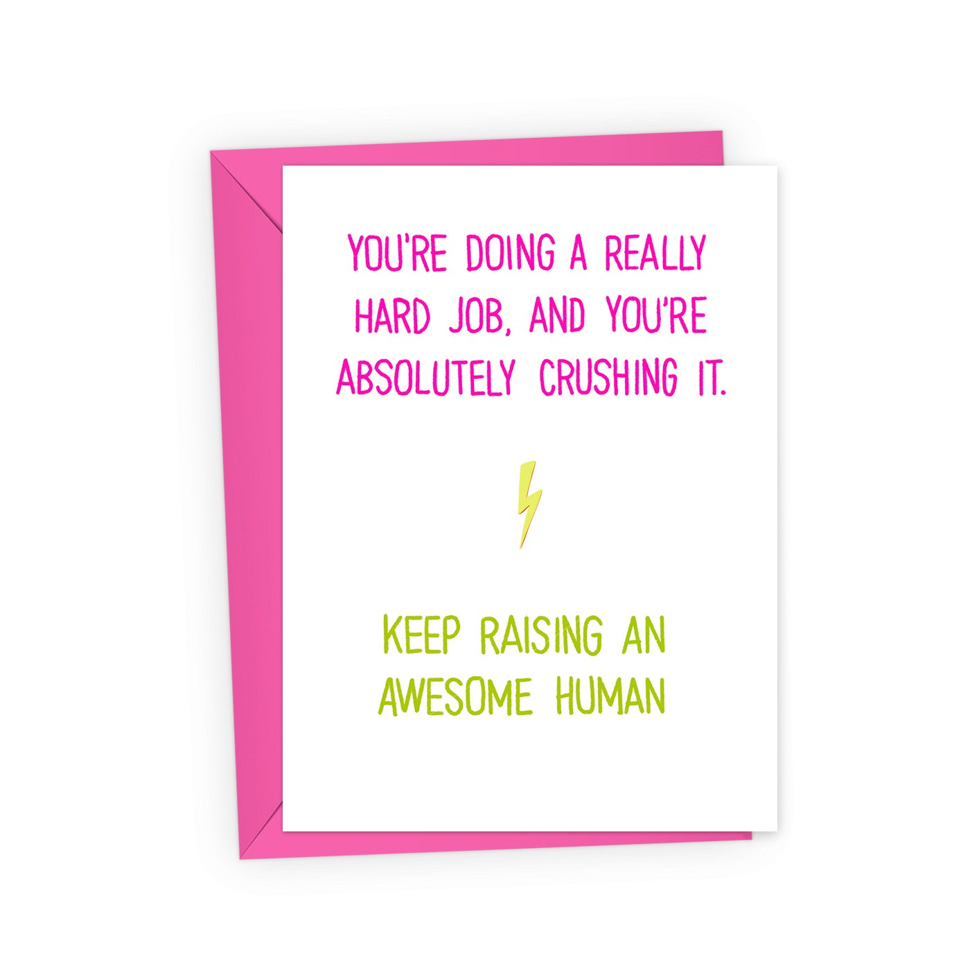 A greeting card with the text &