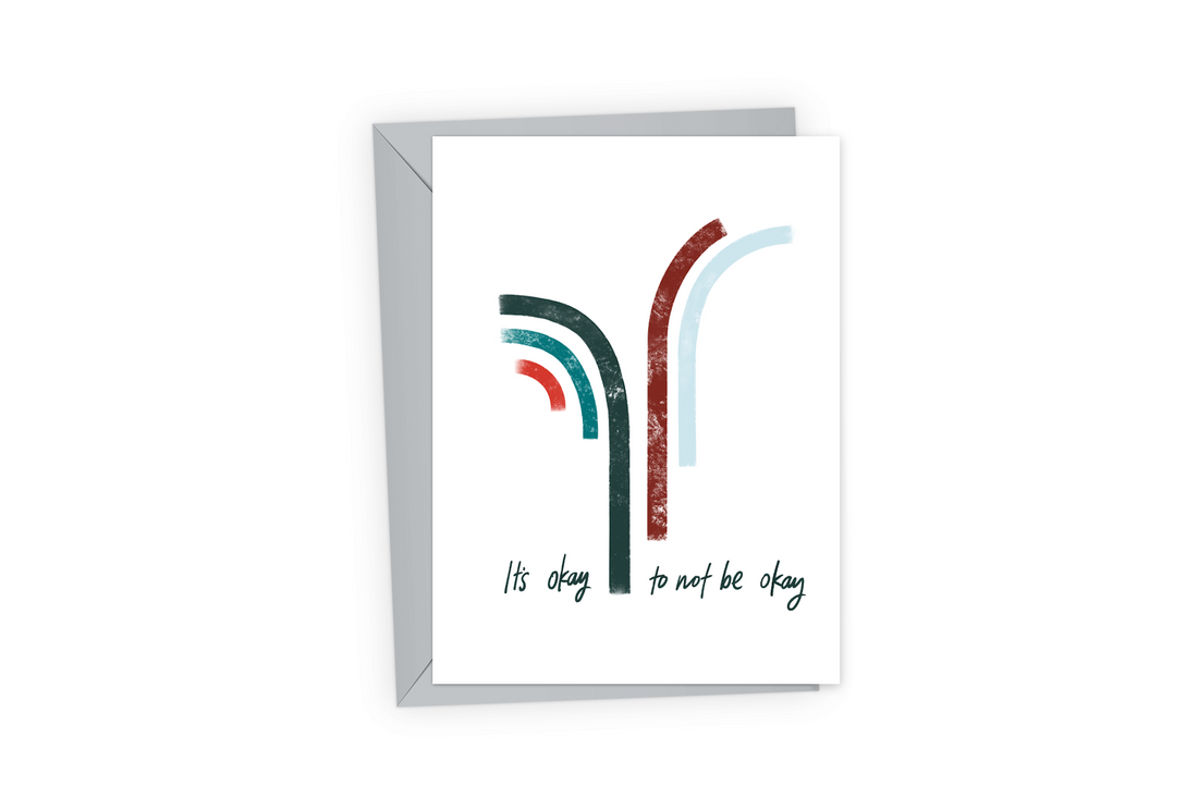 Sympathy card with an arc design and the words, "It&