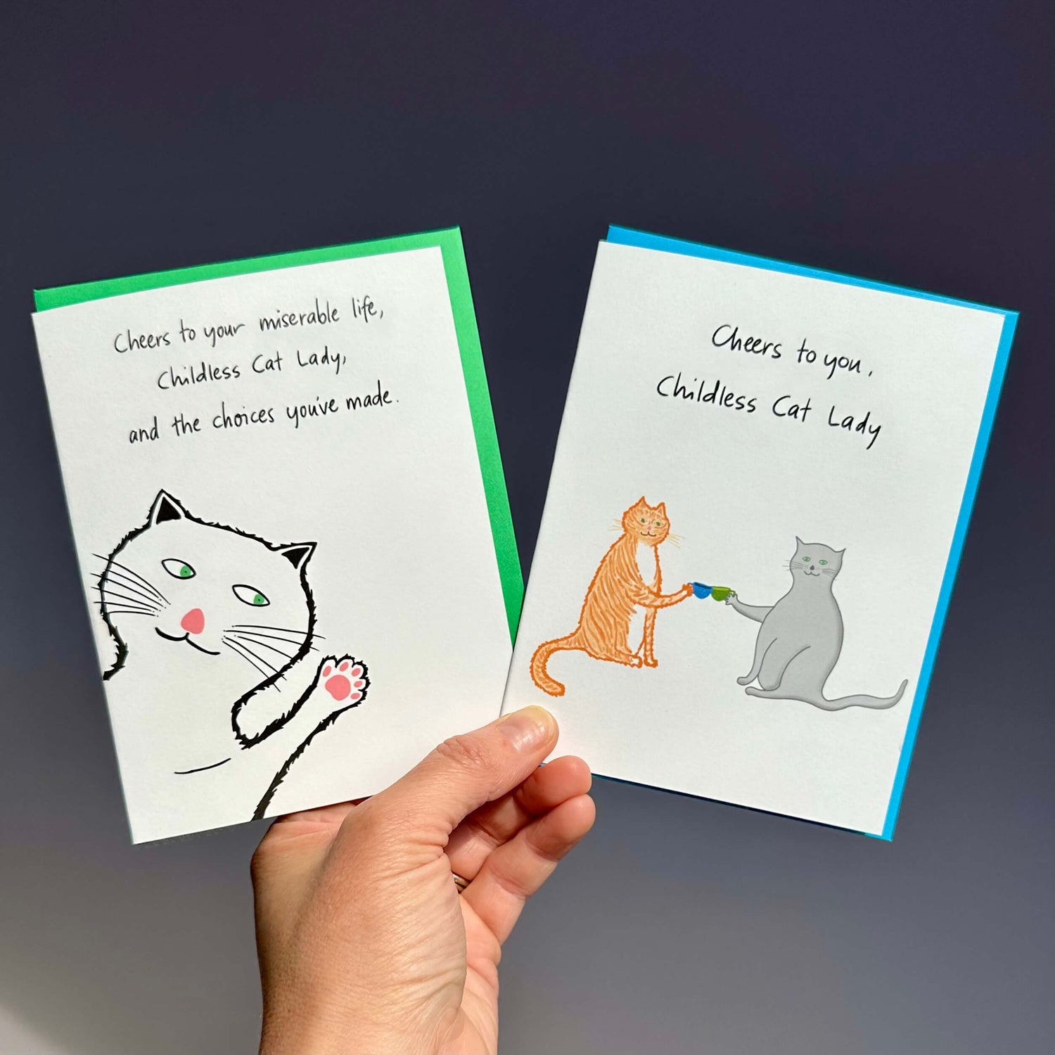 Childless Cat Lady Greeting Cards