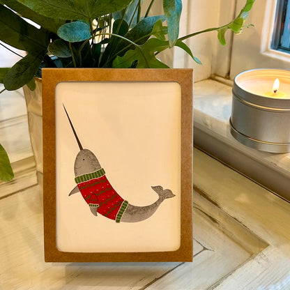 Holiday Narwhal Greeting Card
