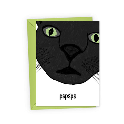 Humorous friendship card with a close-up black cat&