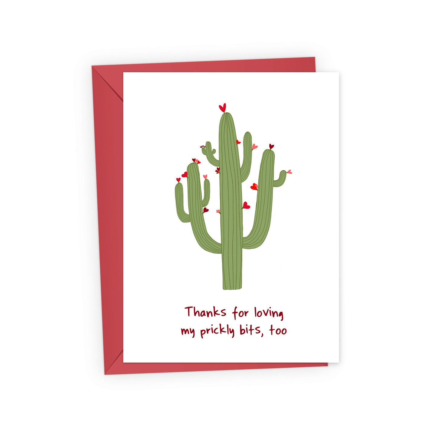 Card with a cactus illustration and text on a white background