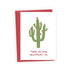 Card with a cactus illustration and text on a white background