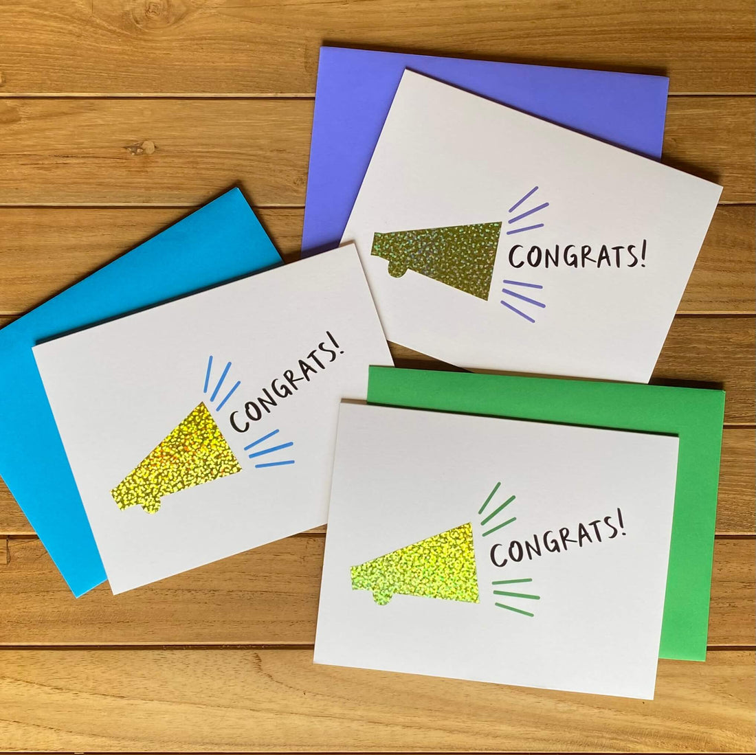 Sparkly Bullhorn Congratulations Card