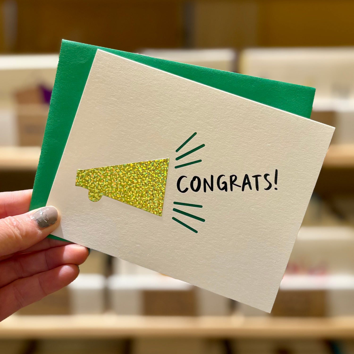 Sparkly Bullhorn Congratulations Card