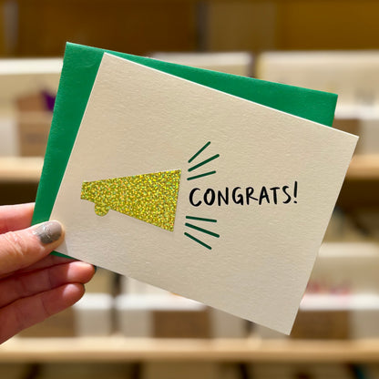 Sparkly Bullhorn Congratulations Card