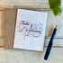 A sympathy card with a bold text pattern and the words &