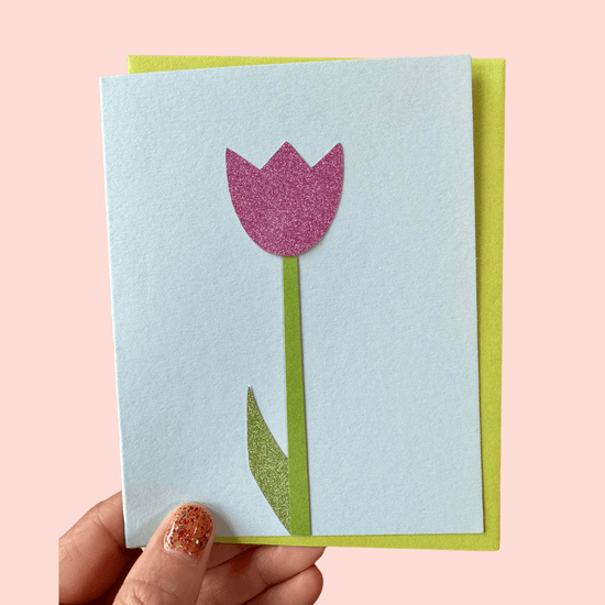 Glitter tulip greeting card
