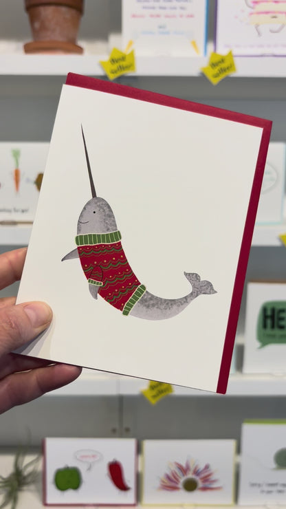 Holiday Narwhal Greeting Card