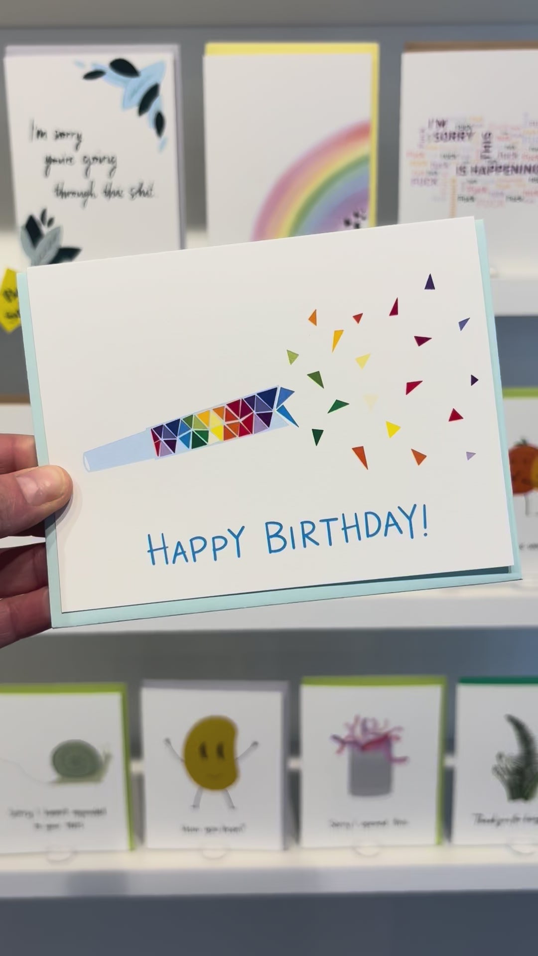 Rainbow Noisemaker Birthday Card