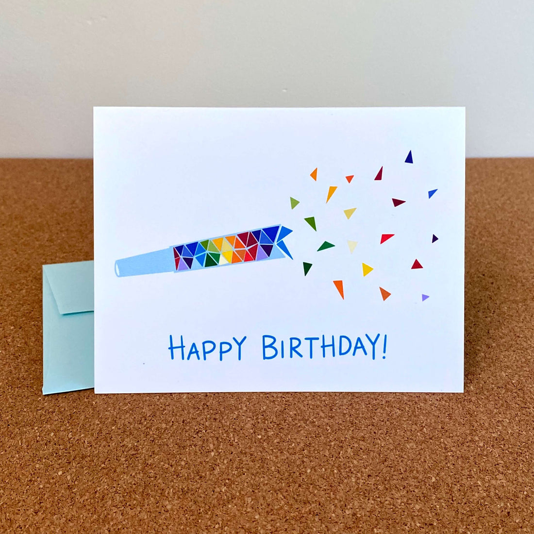 Rainbow Noisemaker Birthday Card