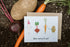 encouragement greeting card with four cheering root vegetables and the text, "We&