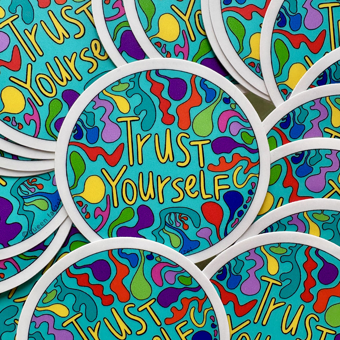 Colorful round stickers with &