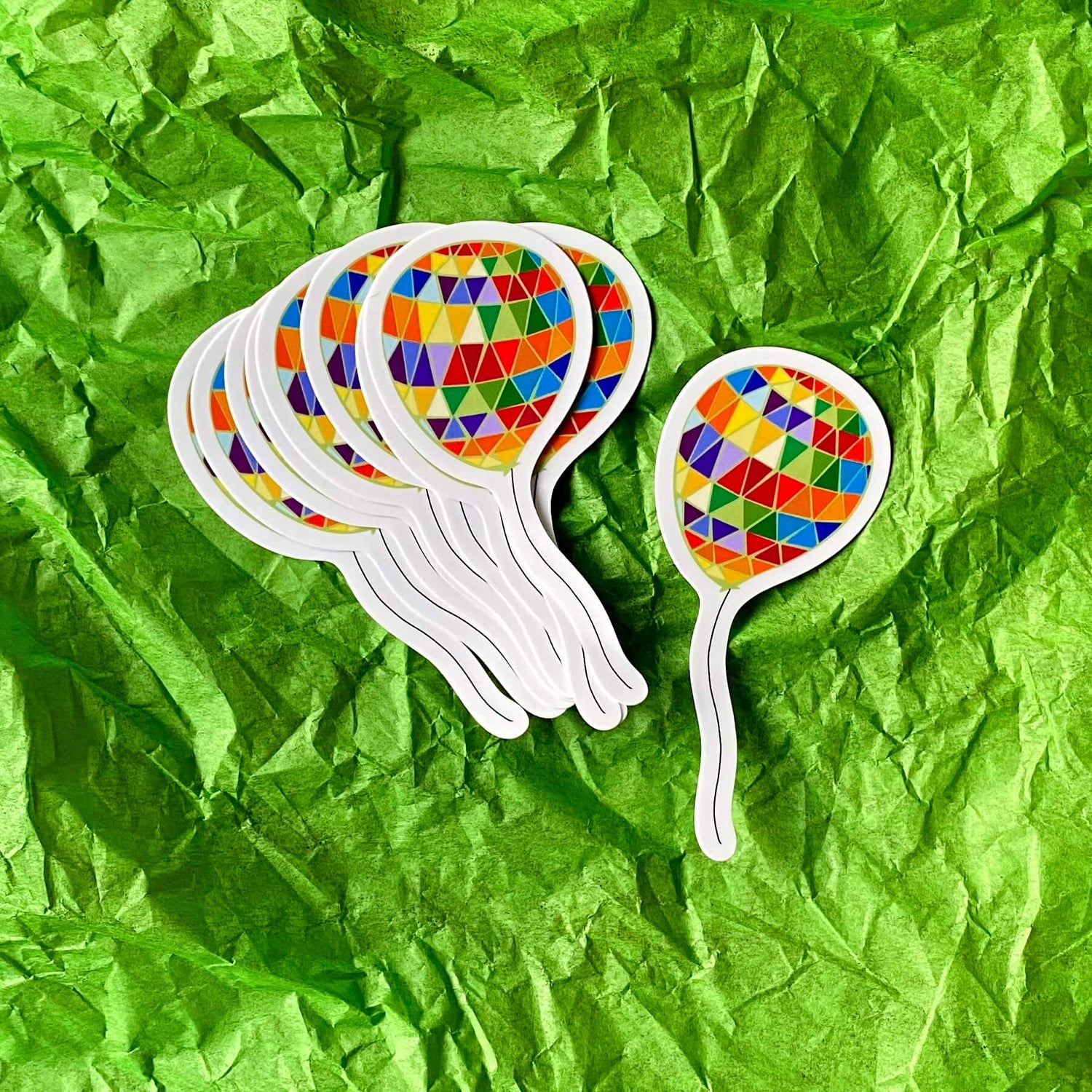 Vinyl sticker with a rainbow mosaic balloon design