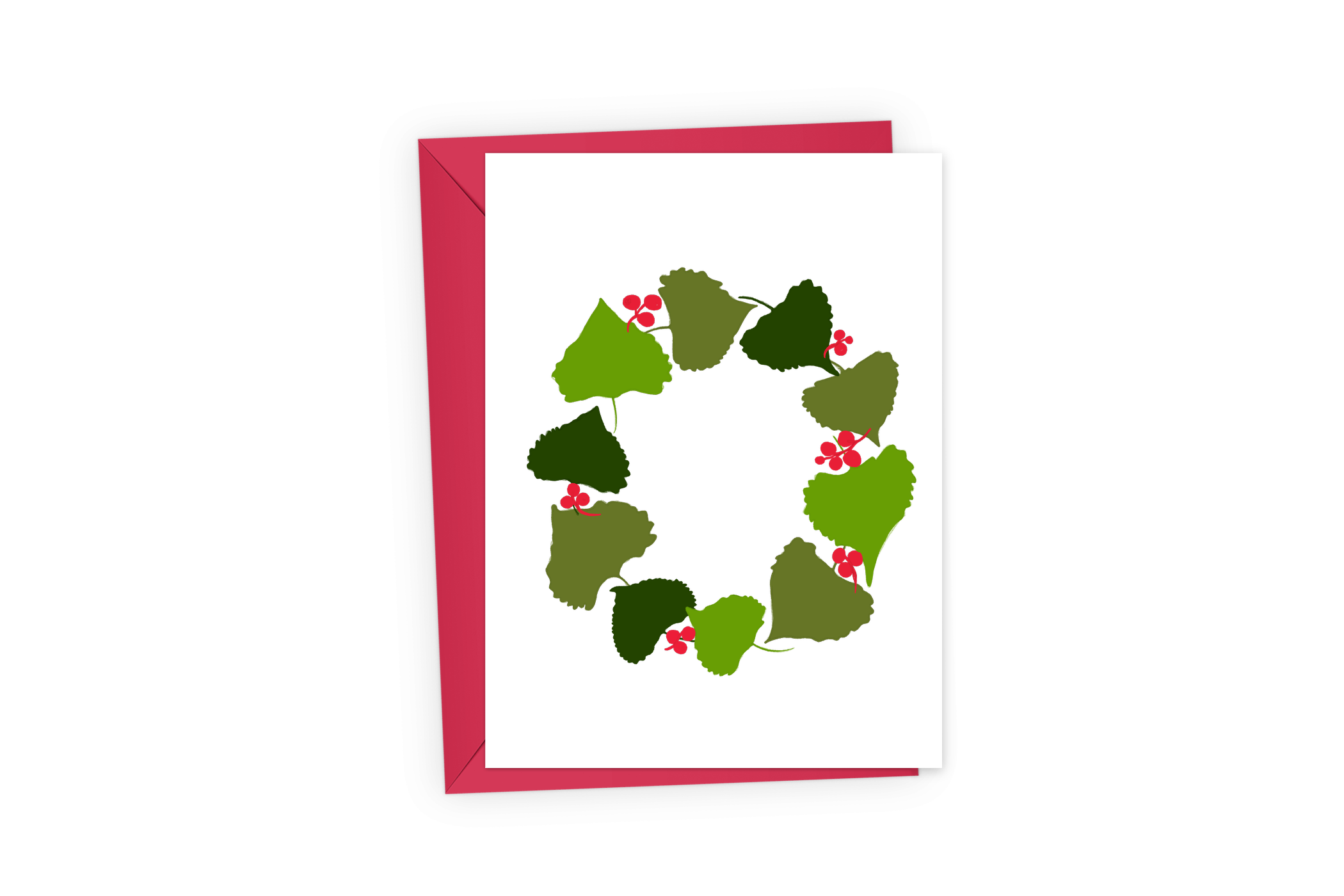 Winter wreath of aspen leaves and red berries