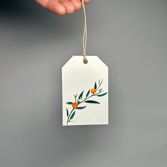 Gift tags with a hemp twine tie and a citrus design
